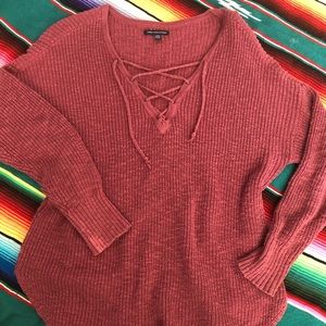 AE oversized lace-up sweater!